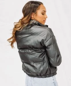 Hazel & Olive NEW ARRIVALS Rock With Me Vegan Leather Puffer Coat - Black (FINAL SALE) 13 Hazel & Olive NEW ARRIVALS Rock With Me Vegan Leather Puffer Coat - Black (FINAL SALE)