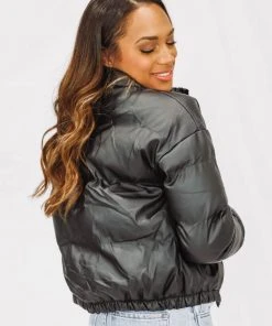 Hazel & Olive NEW ARRIVALS Rock With Me Vegan Leather Puffer Coat - Black (FINAL SALE) 12 Hazel & Olive NEW ARRIVALS Rock With Me Vegan Leather Puffer Coat - Black (FINAL SALE)