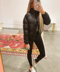 Hazel & Olive NEW ARRIVALS Rock With Me Vegan Leather Puffer Coat - Black (FINAL SALE) 10 Hazel & Olive NEW ARRIVALS Rock With Me Vegan Leather Puffer Coat - Black (FINAL SALE)