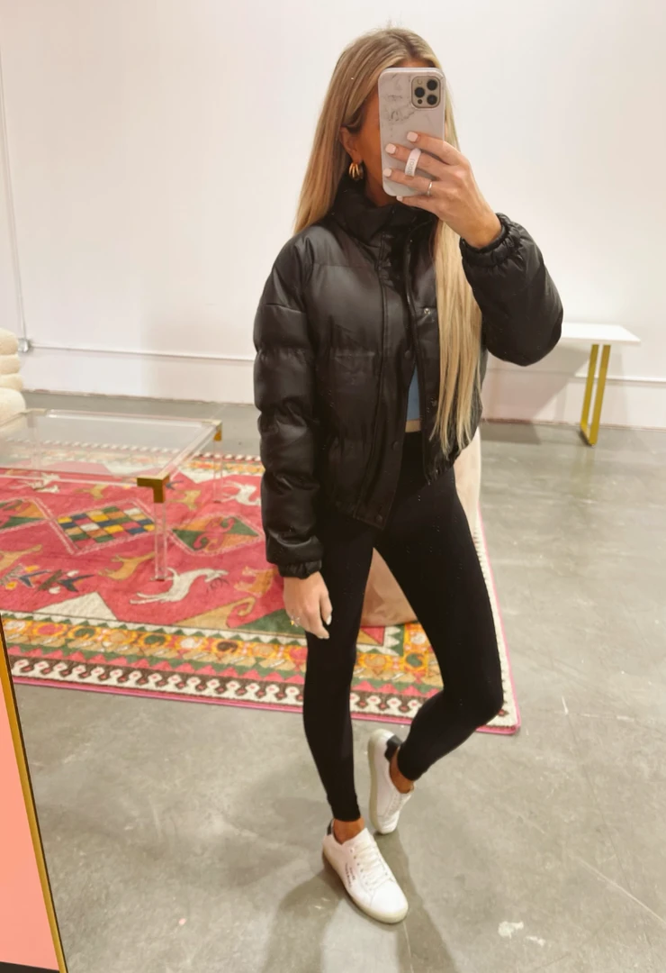 Hazel & Olive NEW ARRIVALS Rock With Me Vegan Leather Puffer Coat - Black (FINAL SALE) 5 Hazel & Olive NEW ARRIVALS Rock With Me Vegan Leather Puffer Coat - Black (FINAL SALE)