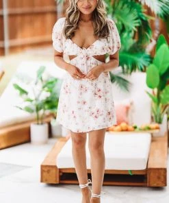 Hazel & Olive Run Free Floral Dress - White/Peach NEW ARRIVALS