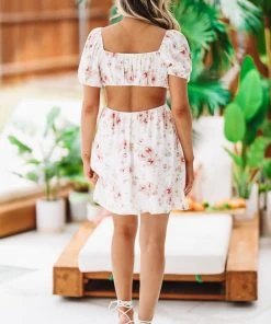 Hazel & Olive Run Free Floral Dress - White/Peach NEW ARRIVALS