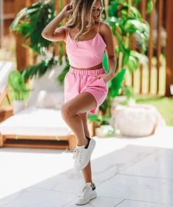 Hazel & Olive NEW ARRIVALS Seeing Double Short Set - Pink