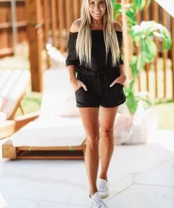 Hazel & Olive NEW ARRIVALS See Ya There Romper - Black