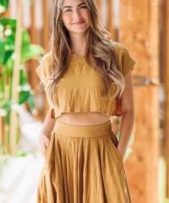 HAZEL & OLIVE NEW ARRIVALS Set In Sandstone Crop Top - Mustard Yellow