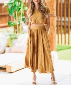 HAZEL & OLIVE Set In Sandstone Skirt - Mustard Yellow