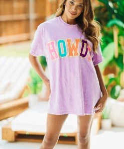 Hazel & Olive Shiny Howdy Tee - Lavender NEW ARRIVALS
