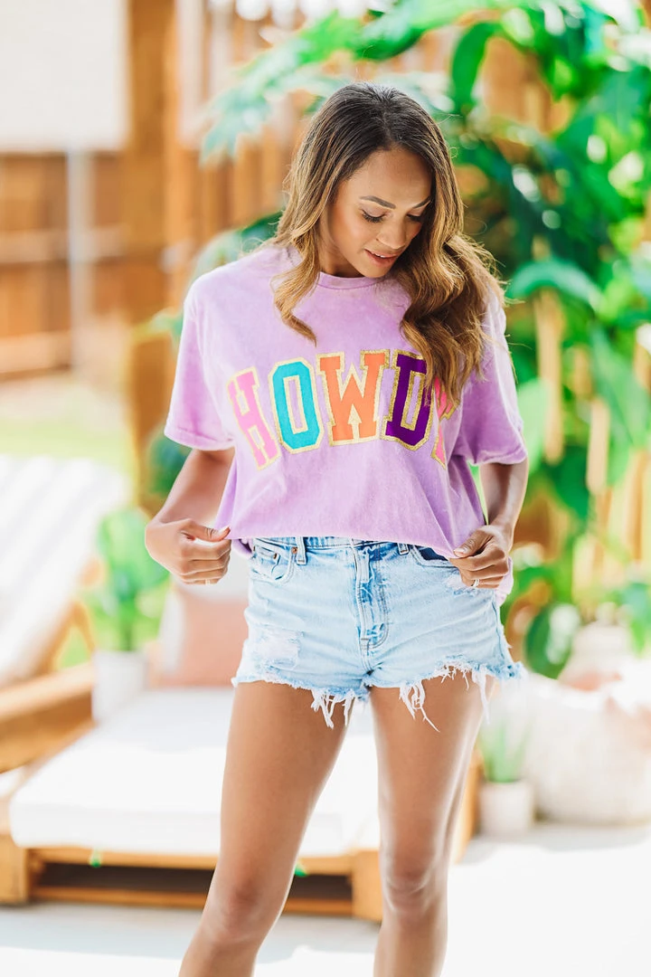 Hazel & Olive Shiny Howdy Tee - Lavender NEW ARRIVALS 3 Hazel & Olive Shiny Howdy Tee - Lavender NEW ARRIVALS