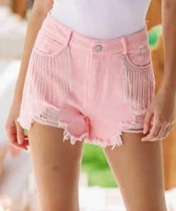 Hazel & Olive Something To Talk About Shorts - Pink Denim NEW ARRIVALS