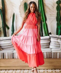 Hazel & Olive Stories To Tell Dress - Red And Pink