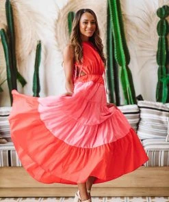 Hazel & Olive Stories To Tell Dress - Red And Pink