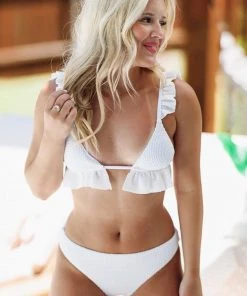 Hazel & Olive Swimming In Santorini Two Piece White Bikini - White NEW ARRIVALS