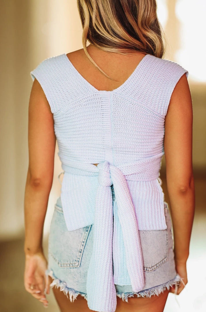 Hazel & Olive Take The Plunge Knit Crop Top - Spring Blue 7 Hazel & Olive Take The Plunge Knit Crop Top - Spring Blue