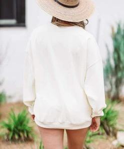 Hazel & Olive NEW ARRIVALS Tequila Corded Pullover - Cream