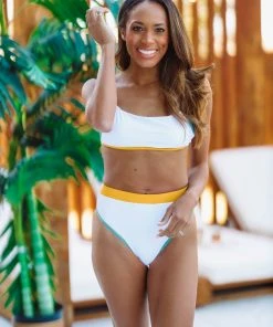 Hazel & Olive What A Girl Wants Two Piece Bikini Set - White, Yellow, Green (FINAL SALE)