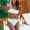 Hazel & Olive What A Girl Wants Two Piece Bikini Set - White, Yellow, Green (FINAL SALE)