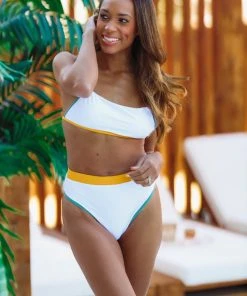 Hazel & Olive What A Girl Wants Two Piece Bikini Set - White, Yellow, Green (FINAL SALE)