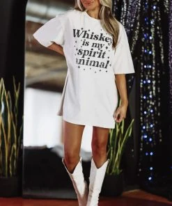 Hazel & Olive Whiskey Woman Graphic Tshirt Dress Or Tee - Cream NEW ARRIVALS