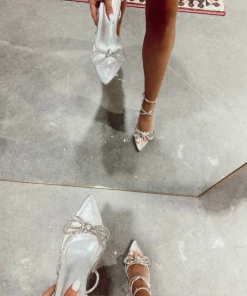 Hazel & Olive NEW ARRIVALS Wrapped In Crystals Heels - Silver