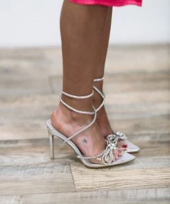 Hazel & Olive NEW ARRIVALS Wrapped In Crystals Heels - Silver