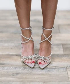 Hazel & Olive NEW ARRIVALS Wrapped In Crystals Heels - Silver