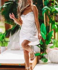 HAZEL & OLIVE You're A Dream Lingerie Dress - Off White
